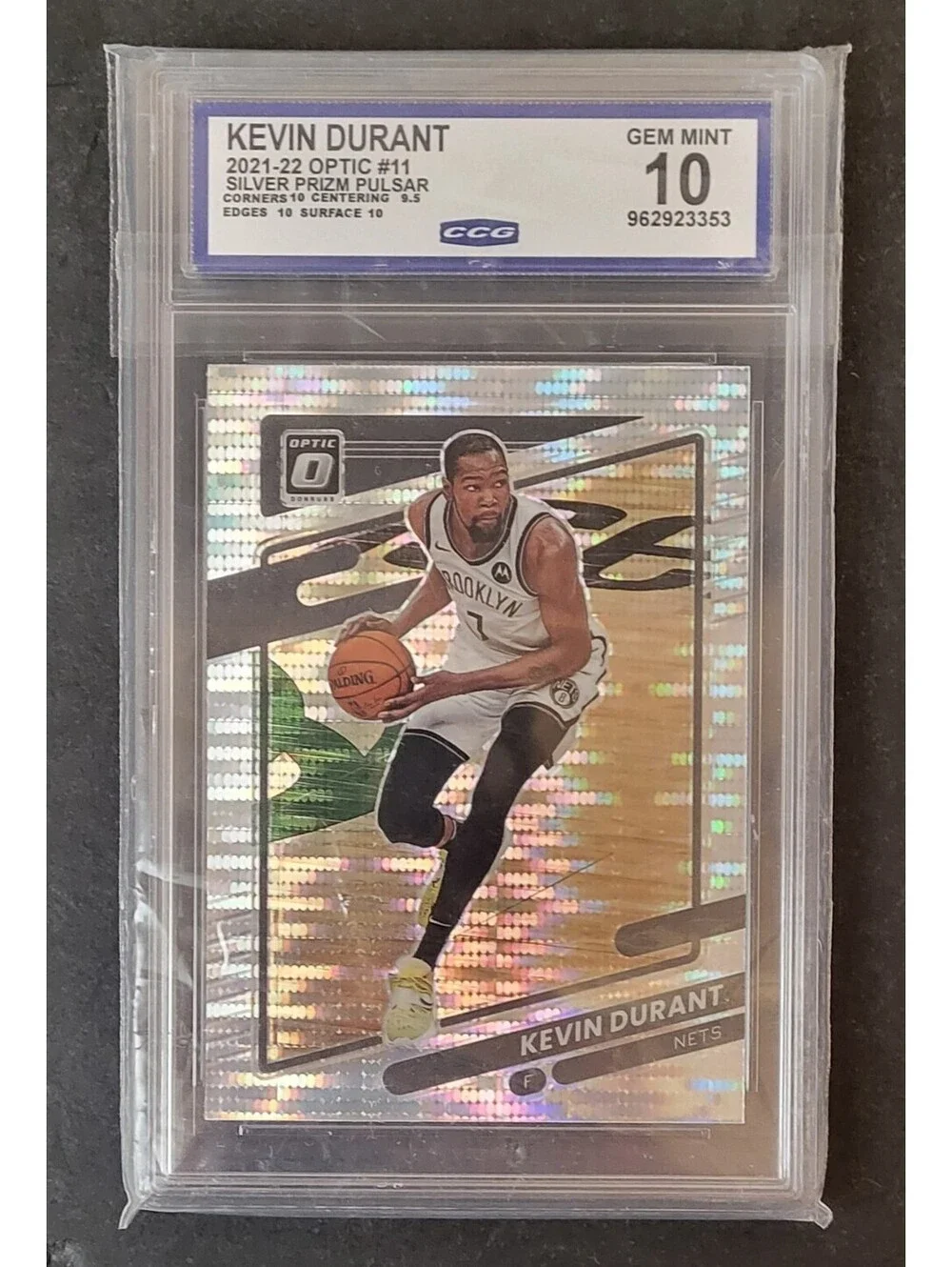 Kevin Durant 2021-22 Optic #11 Silver Prizm Pulsar Graded Gem Mint 10 CCG